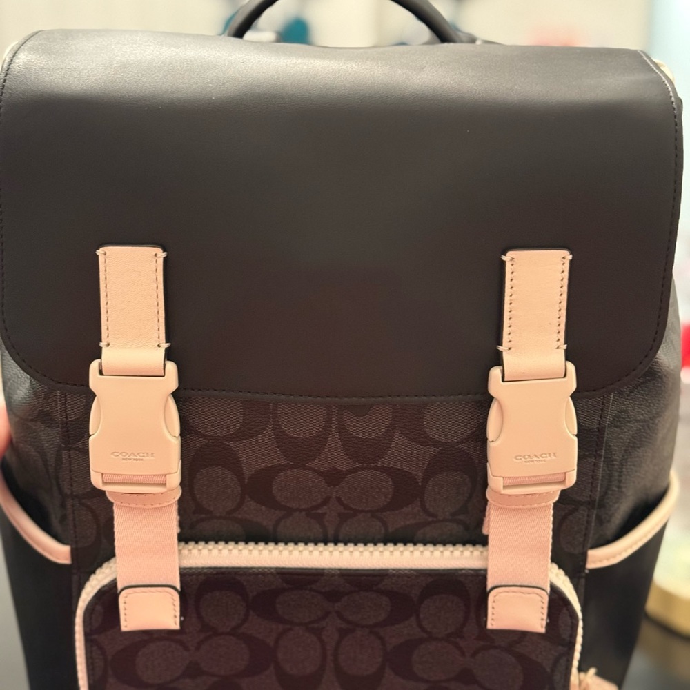 Coach Signature Black and Tan Men's Backpack - Picture 8 of 9
